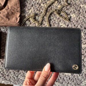 Gucci Wallet on a Chain- Black (Authentic)